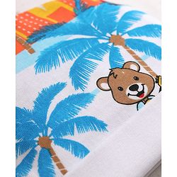 Babyhug 100% Cotton Knit Half Sleeves Striped & Lion Embroidered Onesie with Leggings & Cap - Multicolor