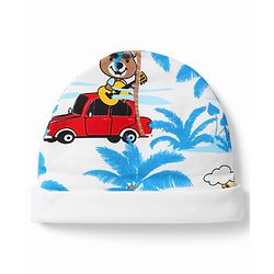 Babyhug 100% Cotton Knit Half Sleeves Striped & Lion Embroidered Onesie with Leggings & Cap - Multicolor