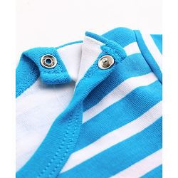 Babyhug 100% Cotton Knit Half Sleeves Striped & Lion Embroidered Onesie with Leggings & Cap - Multicolor