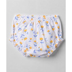 Babyhug Single Jersey Knit Sleeveless Frock with Floral Print & Bloomer - White