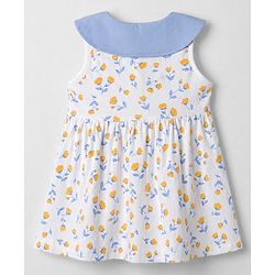Babyhug Single Jersey Knit Sleeveless Frock with Floral Print & Bloomer - White