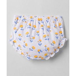 Babyhug Single Jersey Knit Sleeveless Frock with Floral Print & Bloomer - White