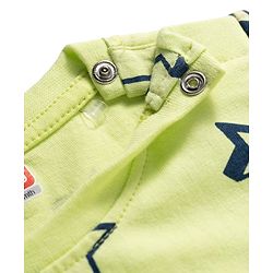 Babyhug Cotton Knit Full Sleeves T-Shirt & Pyjama Co-ord Night Suit With Star Print - Lime Green