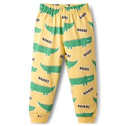 Babyhug Cotton Knit Full Sleeves T-Shirt & Pyjama Co-ord Night Suit With Crocodile Print - Yellow