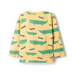 Babyhug Cotton Knit Full Sleeves T-Shirt & Pyjama Co-ord Night Suit With Crocodile Print - Yellow