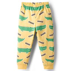 Babyhug Cotton Knit Full Sleeves T-Shirt & Pyjama Co-ord Night Suit With Crocodile Print - Yellow