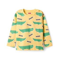 Babyhug Cotton Knit Full Sleeves T-Shirt & Pyjama Co-ord Night Suit With Crocodile Print - Yellow