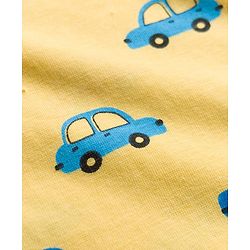 Babyhug Cotton Knit Full Sleeves T-Shirt & Pyjama Co-ord Night Suit With Car Print - Yellow