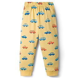 Babyhug Cotton Knit Full Sleeves T-Shirt & Pyjama Co-ord Night Suit With Car Print - Yellow