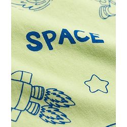 Babyhug Cotton Knit Full Sleeves T-Shirt & Pyjama Co-ord Night Suit With Space Theme Print - Green