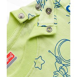 Babyhug Cotton Knit Full Sleeves T-Shirt & Pyjama Co-ord Night Suit With Space Theme Print - Green