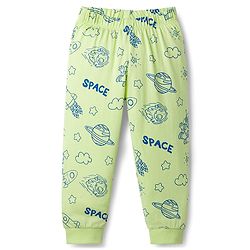 Babyhug Cotton Knit Full Sleeves T-Shirt & Pyjama Co-ord Night Suit With Space Theme Print - Green