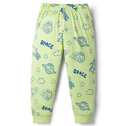 Babyhug Cotton Knit Full Sleeves T-Shirt & Pyjama Co-ord Night Suit With Space Theme Print - Green