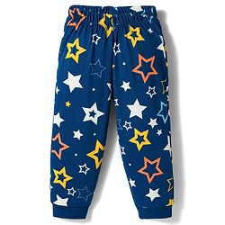 Babyhug Cotton Knit Full Sleeves T-Shirt & Pyjama Co-ord Night Suit with Star Print - Navy Blue