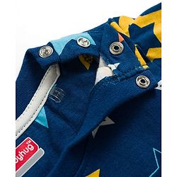 Babyhug Cotton Knit Full Sleeves T-Shirt & Pyjama Co-ord Night Suit with Star Print - Navy Blue