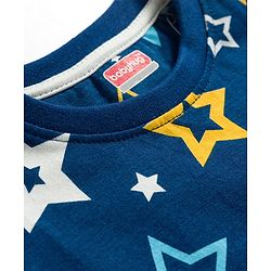 Babyhug Cotton Knit Full Sleeves T-Shirt & Pyjama Co-ord Night Suit with Star Print - Navy Blue
