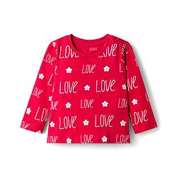 Babyhug Cotton Knit Full Sleeves Co-ords T-Shirt & Pajama Night Suit with Love Print - Red