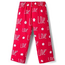 Babyhug Cotton Knit Full Sleeves Co-ords T-Shirt & Pajama Night Suit with Love Print - Red