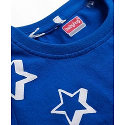 Babyhug Cotton Knit Full Sleeves Co-ords T-Shirt & Pajama Night Suit with Star Print - Navy Blue