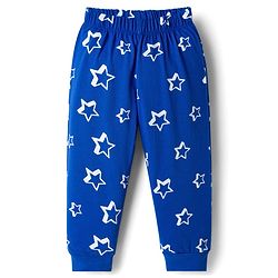 Babyhug Cotton Knit Full Sleeves Co-ords T-Shirt & Pajama Night Suit with Star Print - Navy Blue