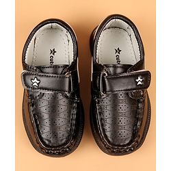 Cute Walk by Babyhug Velcro Closure Loafers with Star Applique - Black