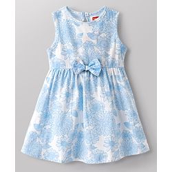 Babyhug Single Jersey Knit Sleeveless Frock with Floral Print & Bow Applique - Multicolor