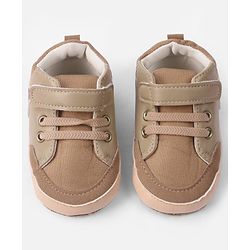 Cute Walk by Babyhug Velcro Closure Booties with Fox Patch -  Grey