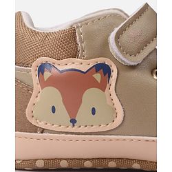 Cute Walk by Babyhug Velcro Closure Booties with Fox Patch -  Grey