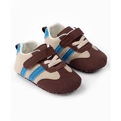 Cute Walk by Babyhug Velcro Closure Booties with Stripe Design - Khaki