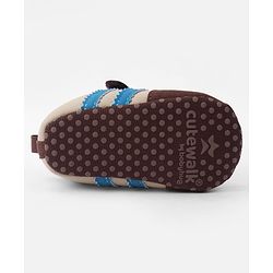 Cute Walk by Babyhug Velcro Closure Booties with Stripe Design - Khaki