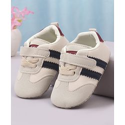 Cute Walk by Babyhug Velcro Closure Booties with Stripe Design - Khaki