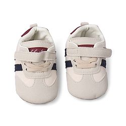Cute Walk by Babyhug Velcro Closure Booties with Stripe Design - Khaki