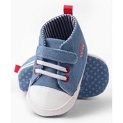 Cute Walk by Babyhug Velcro Closure Booties with Car Print- Sky Blue