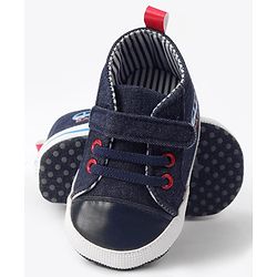 Cute Walk by Babyhug Velcro Closure Booties with Car Print- Sky Blue