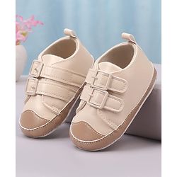Cute Walk by Babyhug Velcro Closure Solid Colour Booties -Beige