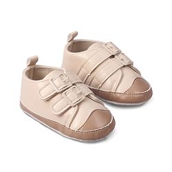 Cute Walk by Babyhug Velcro Closure Solid Colour Booties -Beige