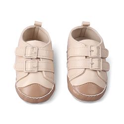 Cute Walk by Babyhug Velcro Closure Solid Colour Booties -Beige