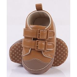 Cute Walk by Babyhug Velcro Closure Solid Colour Booties -Beige