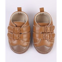 Cute Walk by Babyhug Velcro Closure Solid Colour Booties -Beige