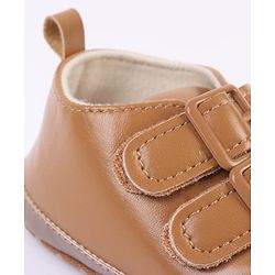 Cute Walk by Babyhug Velcro Closure Solid Colour Booties -Beige