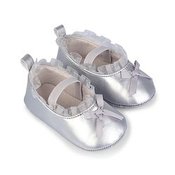 Cute Walk by Babyhug Slip On Booties with Bow Applique - Silver