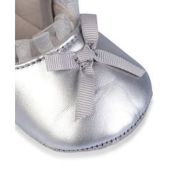 Cute Walk by Babyhug Slip On Booties with Bow Applique - Silver