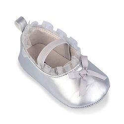 Cute Walk by Babyhug Slip On Booties with Bow Applique - Silver