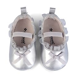 Cute Walk by Babyhug Slip On Booties with Bow Applique - Silver