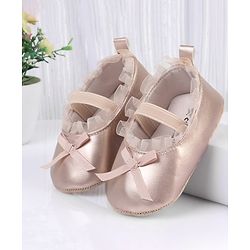 Cute Walk by Babyhug Slip On Booties with Bow Applique - Silver