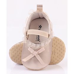 Cute Walk by Babyhug Slip On Booties with Bow Applique - Silver