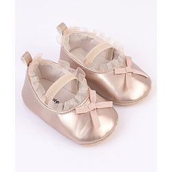 Cute Walk by Babyhug Slip On Booties with Bow Applique - Silver