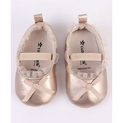 Cute Walk by Babyhug Slip On Booties with Bow Applique - Silver