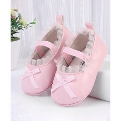 Cute Walk by Babyhug Slip On Booties with Bow Applique - Silver