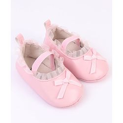 Cute Walk by Babyhug Slip On Booties with Bow Applique - Silver